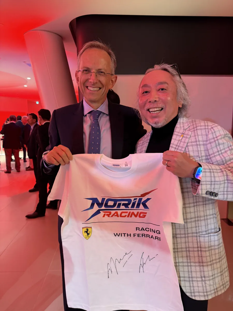 Norikazu Shibata with Ferrari CEO Benedetto Vigna